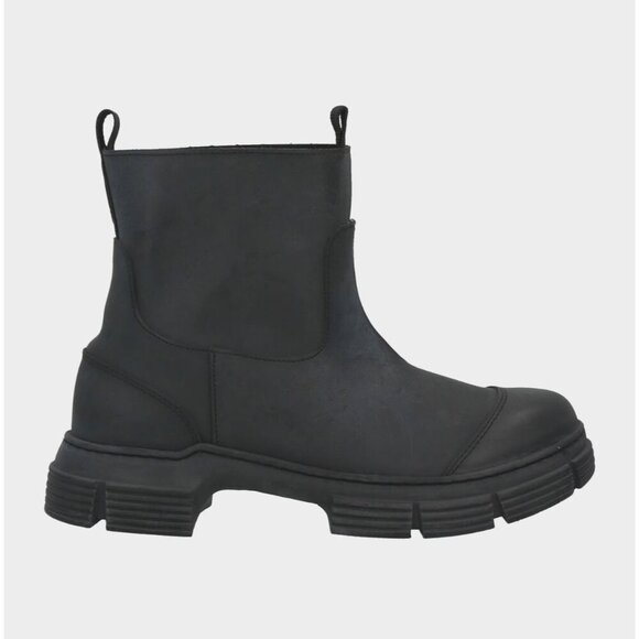 Ganni City Recycled Rubber Ankle Boots Size 38 US 8 Black $295 - Picture 1 of 11